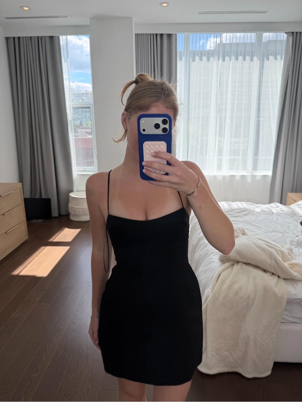 Classic Black Spaghetti-Strap Mini Dress - Sleek Women's Dress - Picture 1 of 2